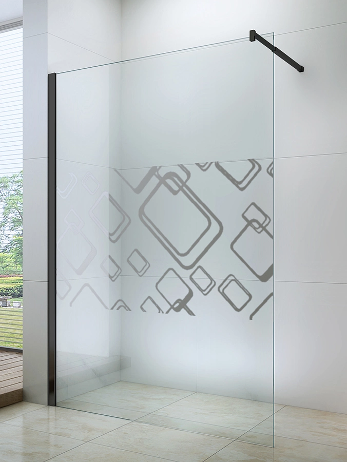 Fantastic Mirror Tempered Glass Shower Screen Walk-in 6mm 8mm 10mm Glass with SUS Support Bar