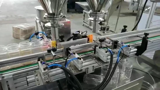 Semiautomática Química Harina Especias Café Leche Proteína Bebé Talco Polvo Tornillo Dosificación Llenadora Llenadora Máquina de embalaje (bolsa prefabricada, latas)